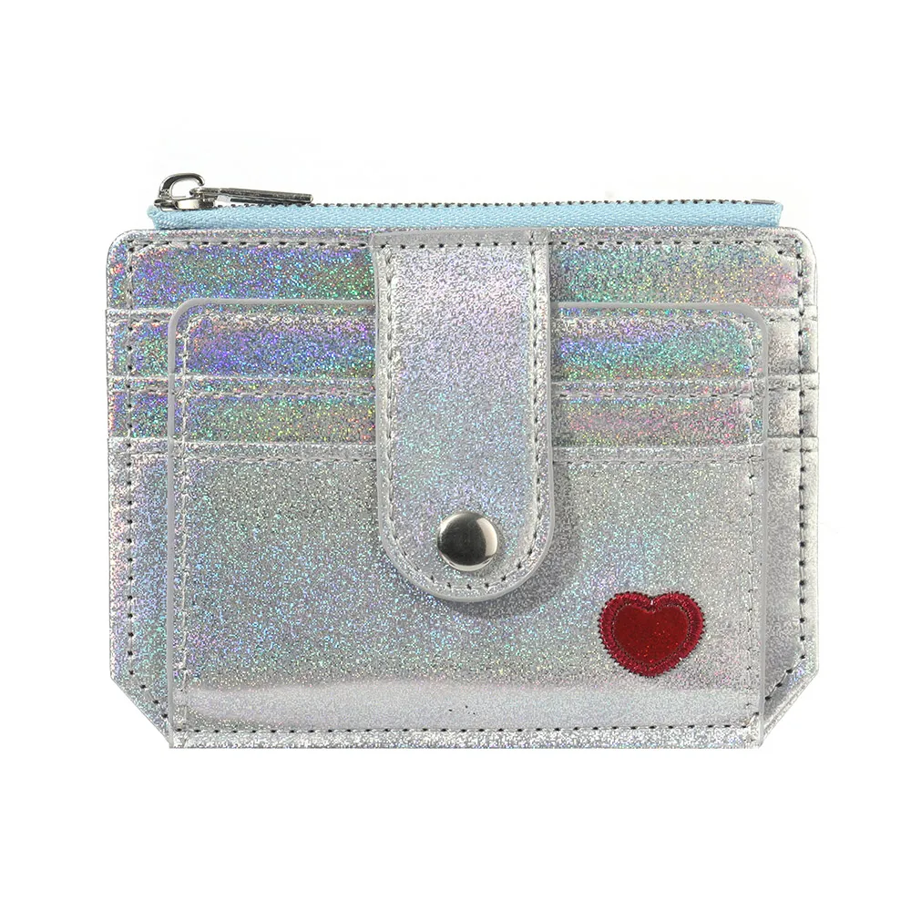 Ladies' Fashionable Solid Color Multi-slot Card Holder Mini PU Leather Zipper Wallet