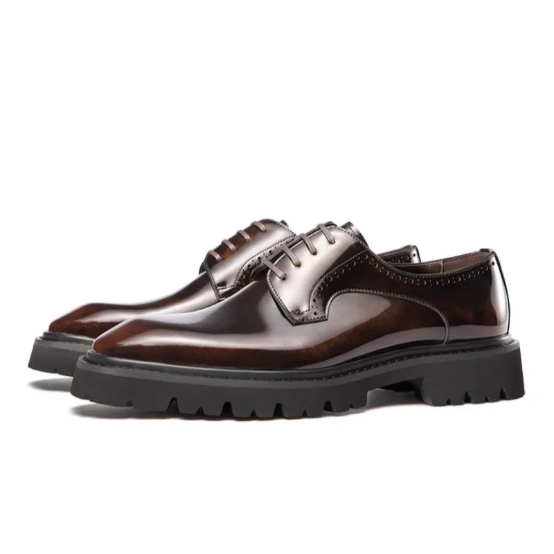 

New Business Formal Shoes Genuine Leather Round Toe Lace-up British Style Trend Premium Handmade Men's Shoes