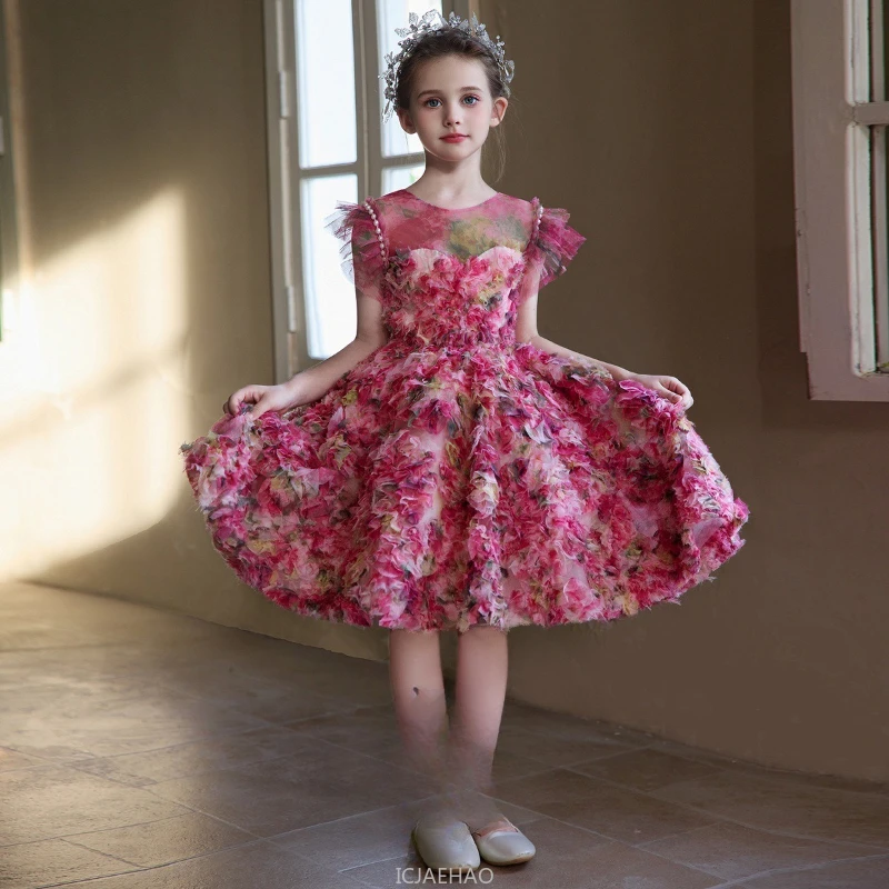 Luxury Girls Princess Dress High End Pageant  Performance Formal Occasion Elegant Gown Kids Piano Recital Outfit Birthday Party