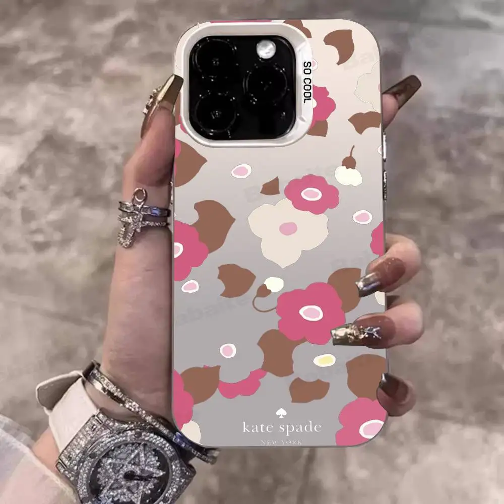 حافظة هاتف K-Kate S-Spade Flower لهاتف آيفون 17 16 15 14 13 12 11 Pro Max Plus Pro غلاف ملون