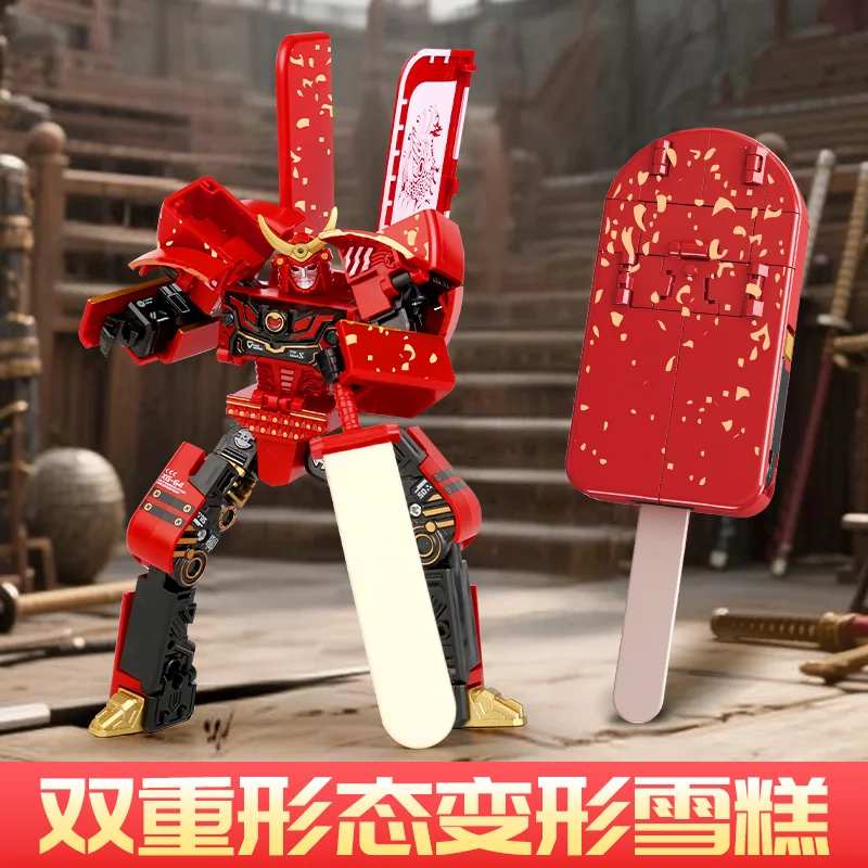 

Ice Cream Warrior Kids Transforming Robot Toy Dual Shape Boy Puzzle Model Gift New