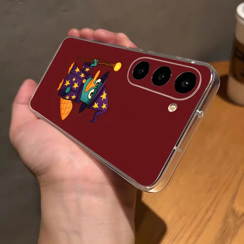 Cartoon Perry The Platypus Phone Case For Samsung S26 S25 Plus S24 Plus S22 Ultra S23 FE S21 Plus S21 Ultra Transparent Cover