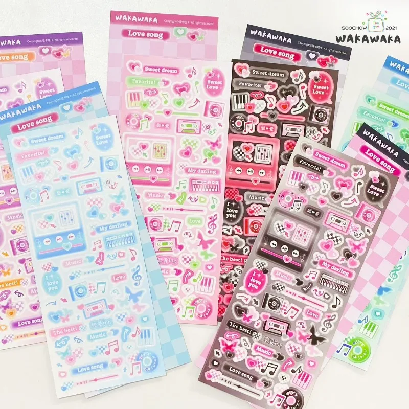 

Y2K набор музыкальных наклеек, американские ретро декоративные наклейки для скрапбукинга, милый Kpop, декор для фотокарточек, принадлежности для журналов «сделай сам»