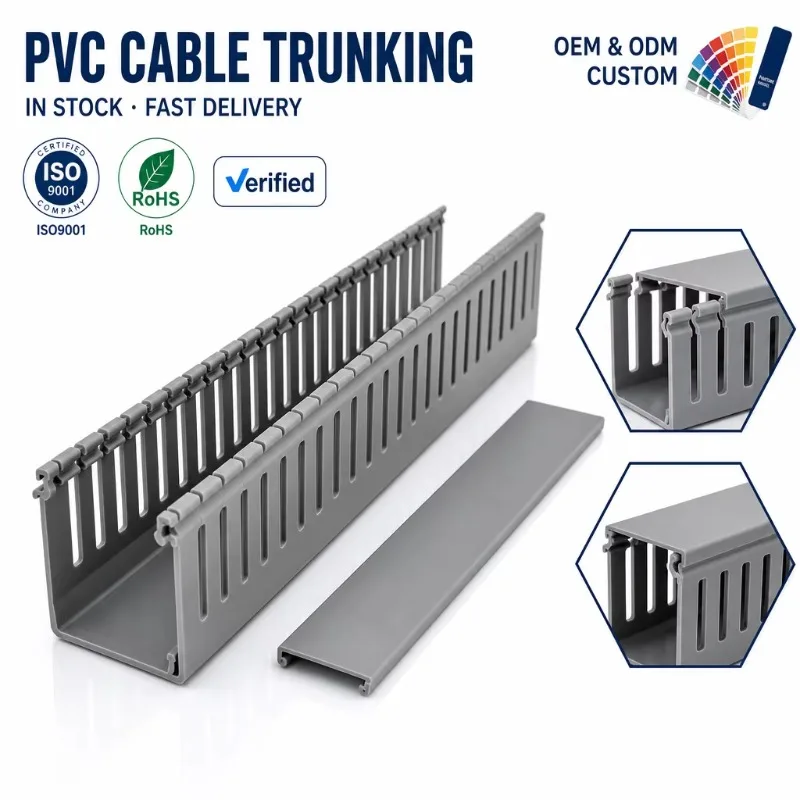 Moisture Proof Fire Retardant Halogen Free Heat Resistant PVC Slotted Wiring Duct 40x20mm Electrical Cable Trunking with Cover