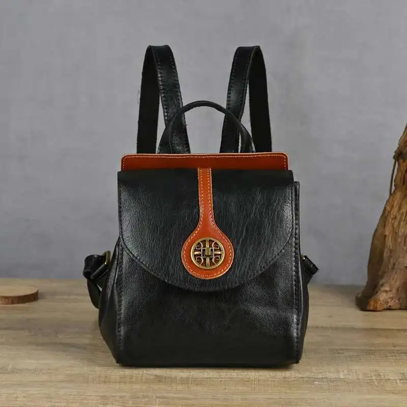 

Женский рюкзак MOTAORA из натуральной яловой кожи, винтажная стильная сумка для студенческой книги, прочный рабочий дорожный рюкзак