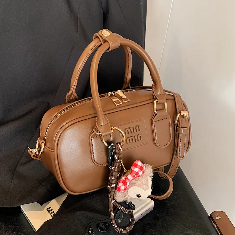 

Retro Bowling Crossbody Bag Women Luxury Fashion Square Women's Crossbody Bag Handbags with Pendant PU Leather Shoulder Bags