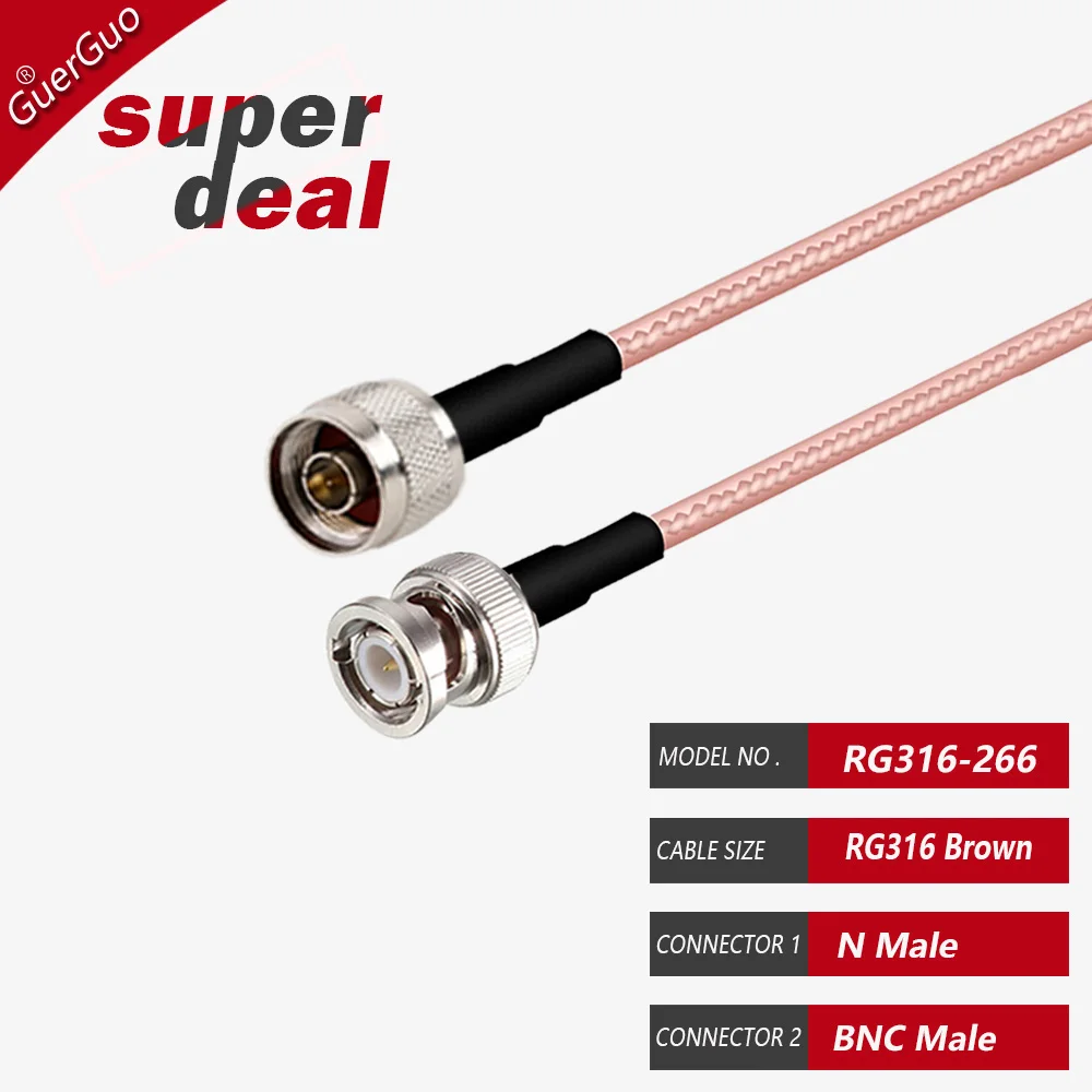 BNC Male to PL259 UHF Male to N Male RF Coaxial Connector RG316 Cable 50 Ohm for Video Camera System Coax Extension Pigtail Cord