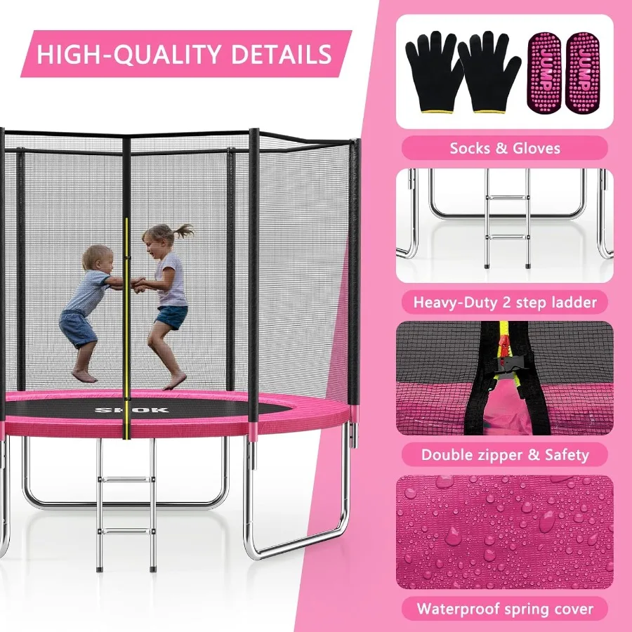 Trampolino da esterno con rete per un rimbalzo sicuro e divertente Supporta fino a 400 libbre e incontra i standard di sicurezza ASTM perfetti per il cortile Pl