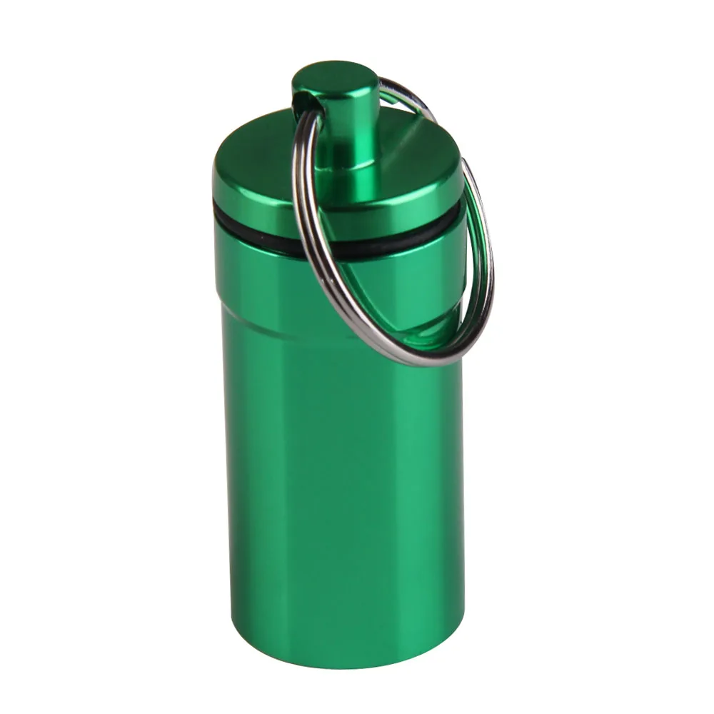 

Portable Pill Case Key Ring Aluminum Alloy Outdoor Pocket Pill Box Container Metal Mini Pill Organizer for Organization