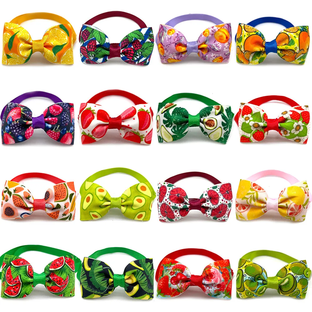 50/100pcs Pet Dog Ties Summer Pet Supplies Fruit Pattern Small Dog Puppy Bowties Pet Dog Grooming Accessories Small Dog Products