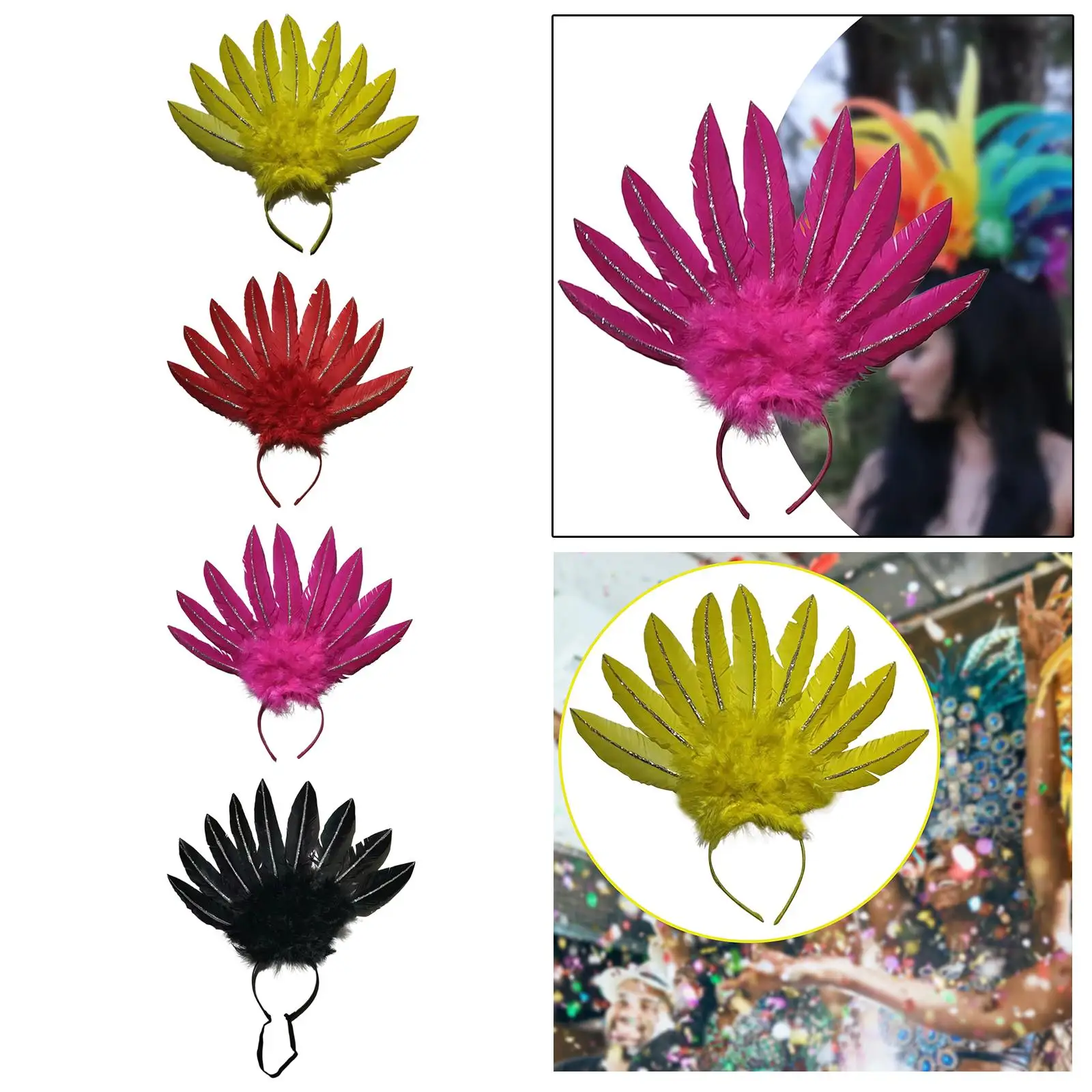 Copricapo di piume Costume in maschera Accessori per la testa Fasce per capelli cosplay per