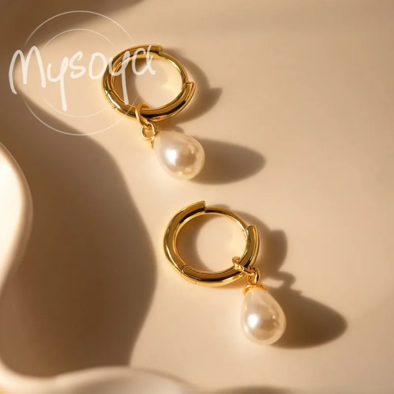 

MYSOYA White Water Drop Freshwater Pearl S925 Silvery Earrings 6-7mm With Gift Box For Her/Him Birthday/Wedding/Christmas Gift