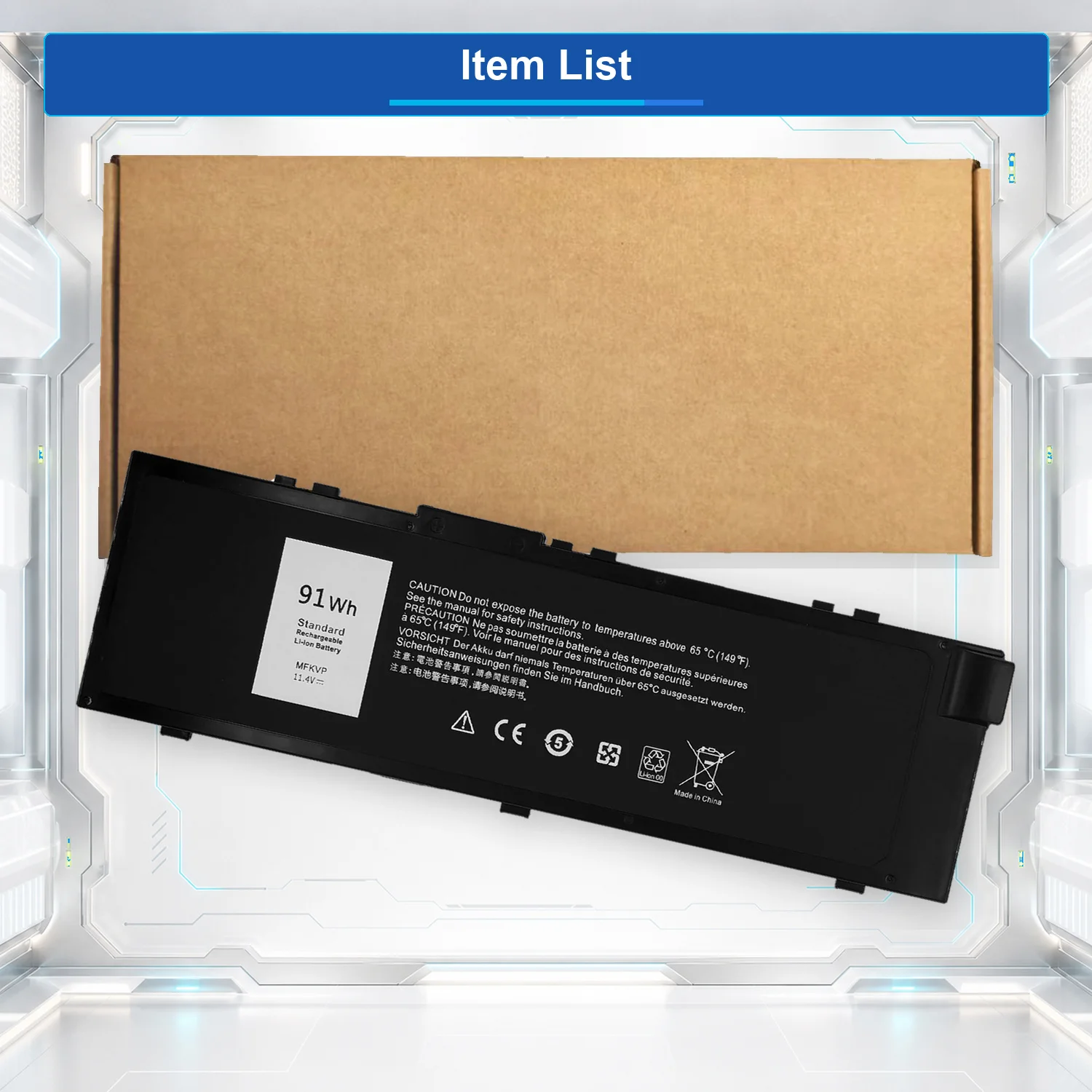 MFKVP 91Wh 11.4V Laptop Battery For Dell Precision 15 7510 7520 M7510 17 7710 7720 M7710 Series M28DH 1G9VM T05W1 0FNY7