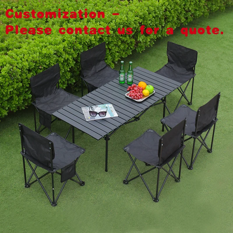 

custom.Oxford Outdoor Folding Table Roll Picnic Fishing Chair Ultralight Full Set Desk and Chair Camping