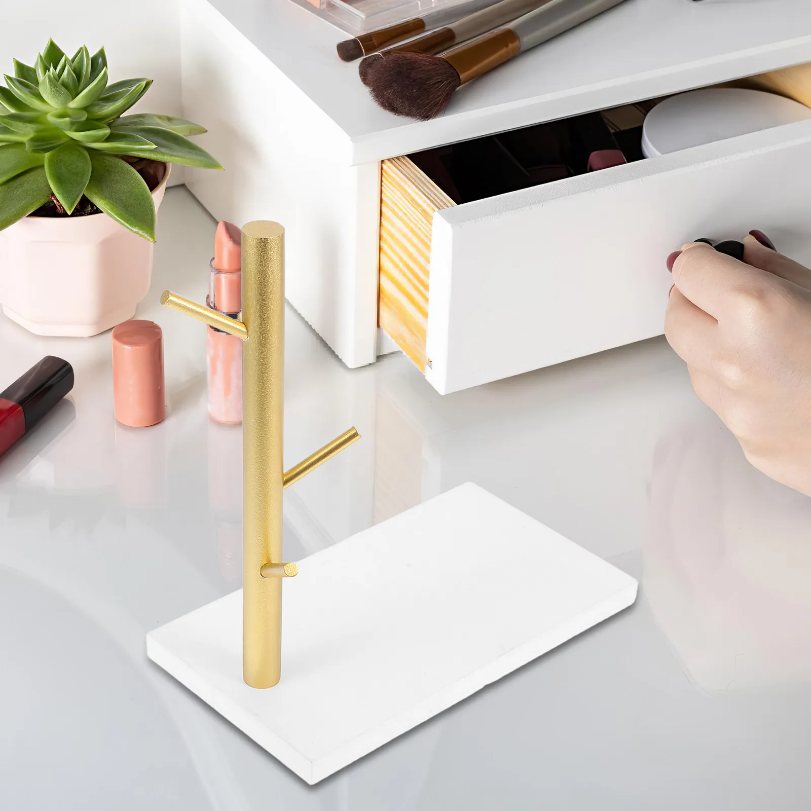 

Wooden Key Tray Entryway Natural Wood Finish Jewelry Holder Decorative Tray for Bedroom Dresser Storage Organizer Small Jewelry