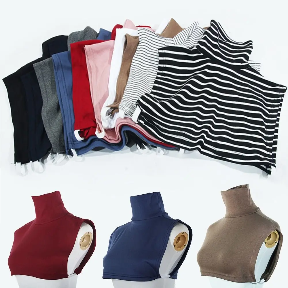 Portable Solid Color Turtleneck Fake Collar Extensions Detachable Mock Neck Cover Muslim Modal Women Half Top Blouse