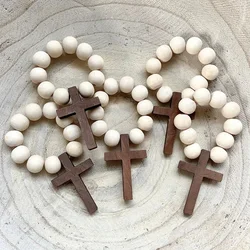5pcs wooden cross rosary Napkin Rings boy girl 1st First Holy Communion Baptism Christening rustic wedding funerals Easter gift