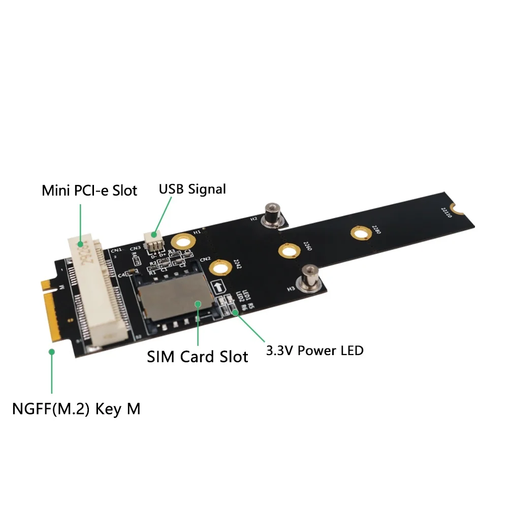 NGFF M.2 To Mini PCIE Wireless Network Card to M2 NGFF Key M Adapter