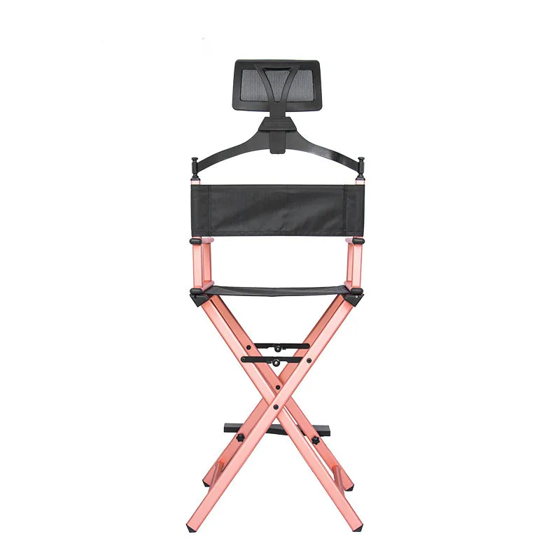 Aluminum Frame Makeup Artist Director's Chair W Adjustable Head Rest Rose Gold Portable Professional Artist Beauty Makeup Chair