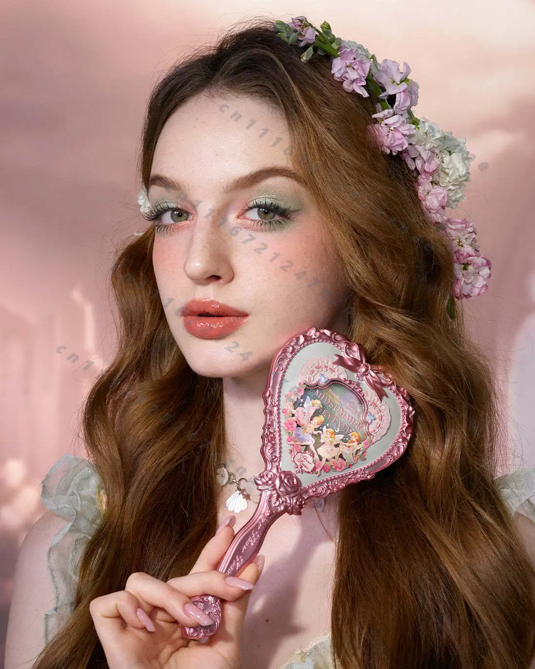 Pink and Chocolate Fairy Design，Fast delivery，Mirror Moonlight Mermaid Series Handheld Limited Edition Mirror, White, Blue