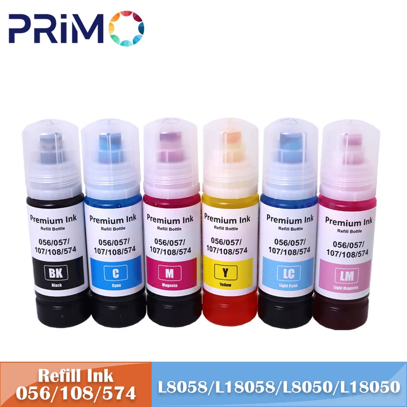 

056 057 107 108 574 Запасные чернила на водной основе 70 мл для принтера Epson L8058 L18058 L8050 L18050 ET-18100