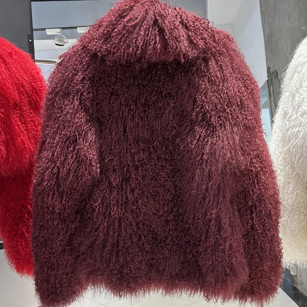 YOLOAgain 2025 Winter Warm Women's Real Mongolia Sheep Fur Jacket Plus Size 8XL Sheep Fur Coat