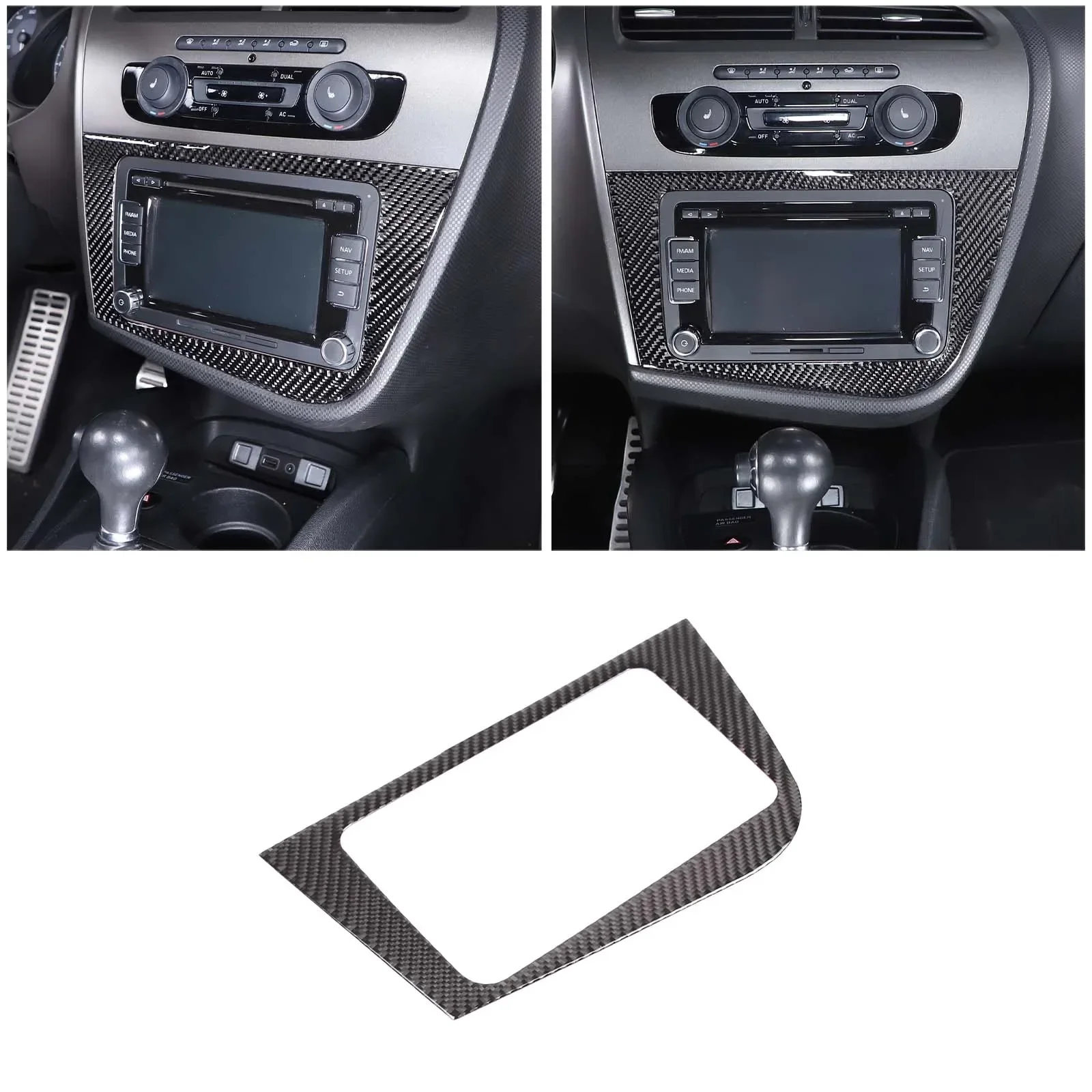 

For Seat leon 2008-2012 soft carbon fiber car styling car center control display frame cover sticker car interior accessories