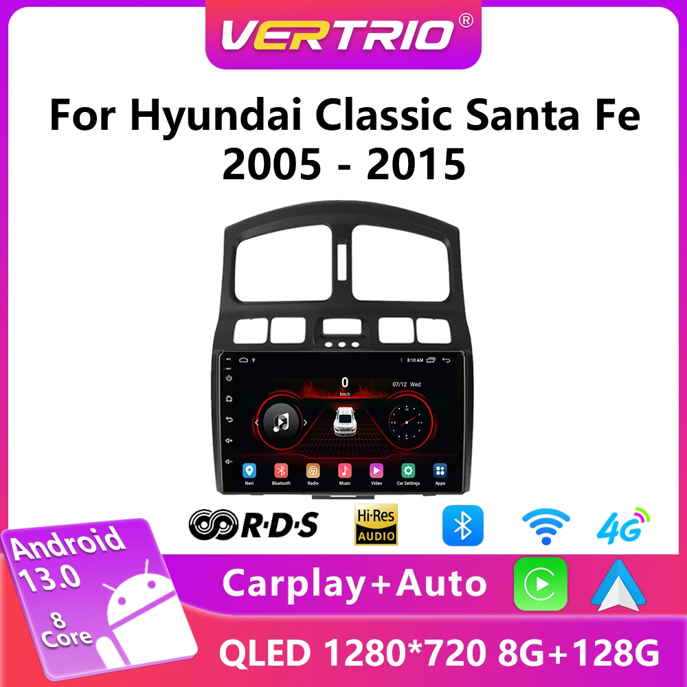 

Android 13 Car Radio for Hyundai Classic Santa Fe 2000-2004 JAC S1 (Rein) 2005-2015 Multimedia Player GPS 4G Carplay 2Din Stereo