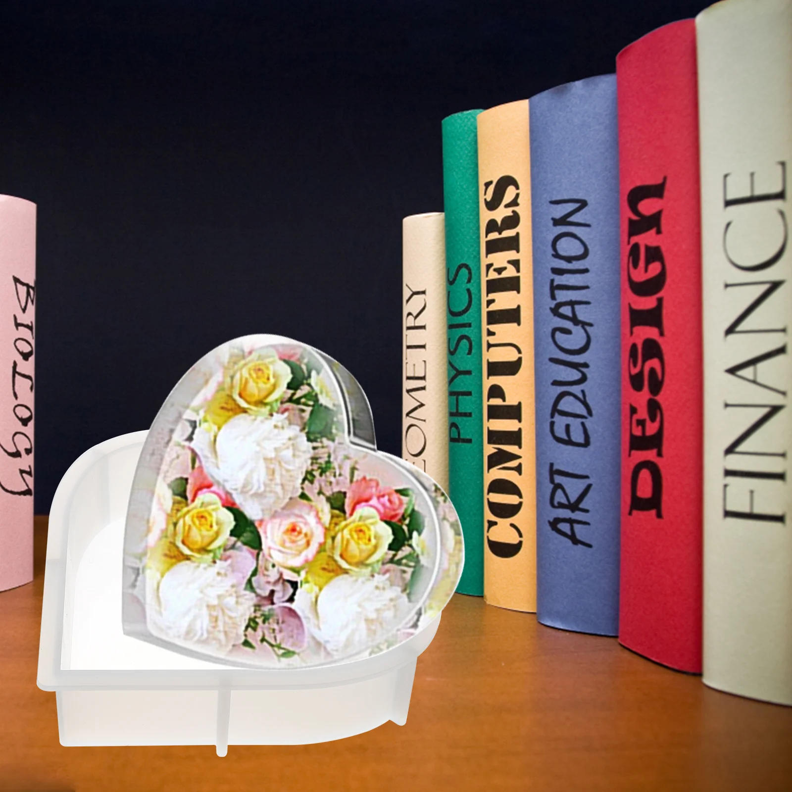 

Силиконовая форма в форме сердца из смолы, большая форма «сделай сам» для подставок для книг, консервация цветов, украшение для домашнего офиса, силиконовые формы в форме сердца для смолы