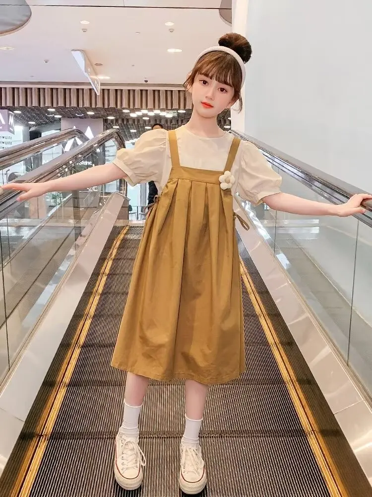 

Girls And Children's Summer Comfortable Set Skirt Big Kids Girls' Dress Summer Fashion Strap Skirt New Western Style