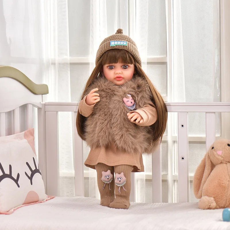 Realistyczna lalka Reborn z miękkiego winylu, urocza lalka niemowlę z pluszowymi ubrankami, zabawka dla dziewczynek i chłopców, prezent urodzinowy dla dzieci.