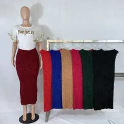 2024 Spring Summer 190523# New Type Knitted Long Muslim Pastel Midi Hot Sale Pencil Skirts Plus Size Skirt