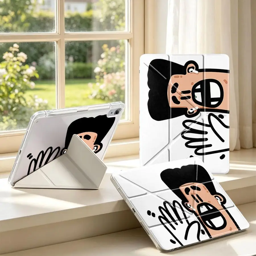 With Pen Slot Cover Tablet Case For Samsung Galaxy Tab A8 S7 FE S8 A9 Plus S9 Plus S10 Lite A11 Wacky Funny Human Face