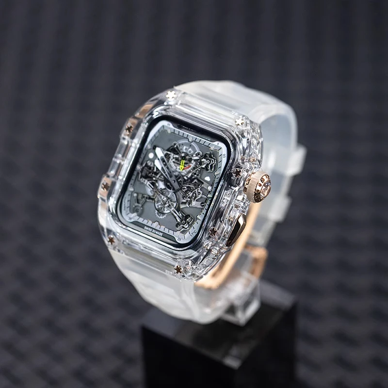 Fit For iwatch10 And Apple Watch Ultra 2 Super Clear FKM Watch Strap With Richard Transparent Shell Mod Case