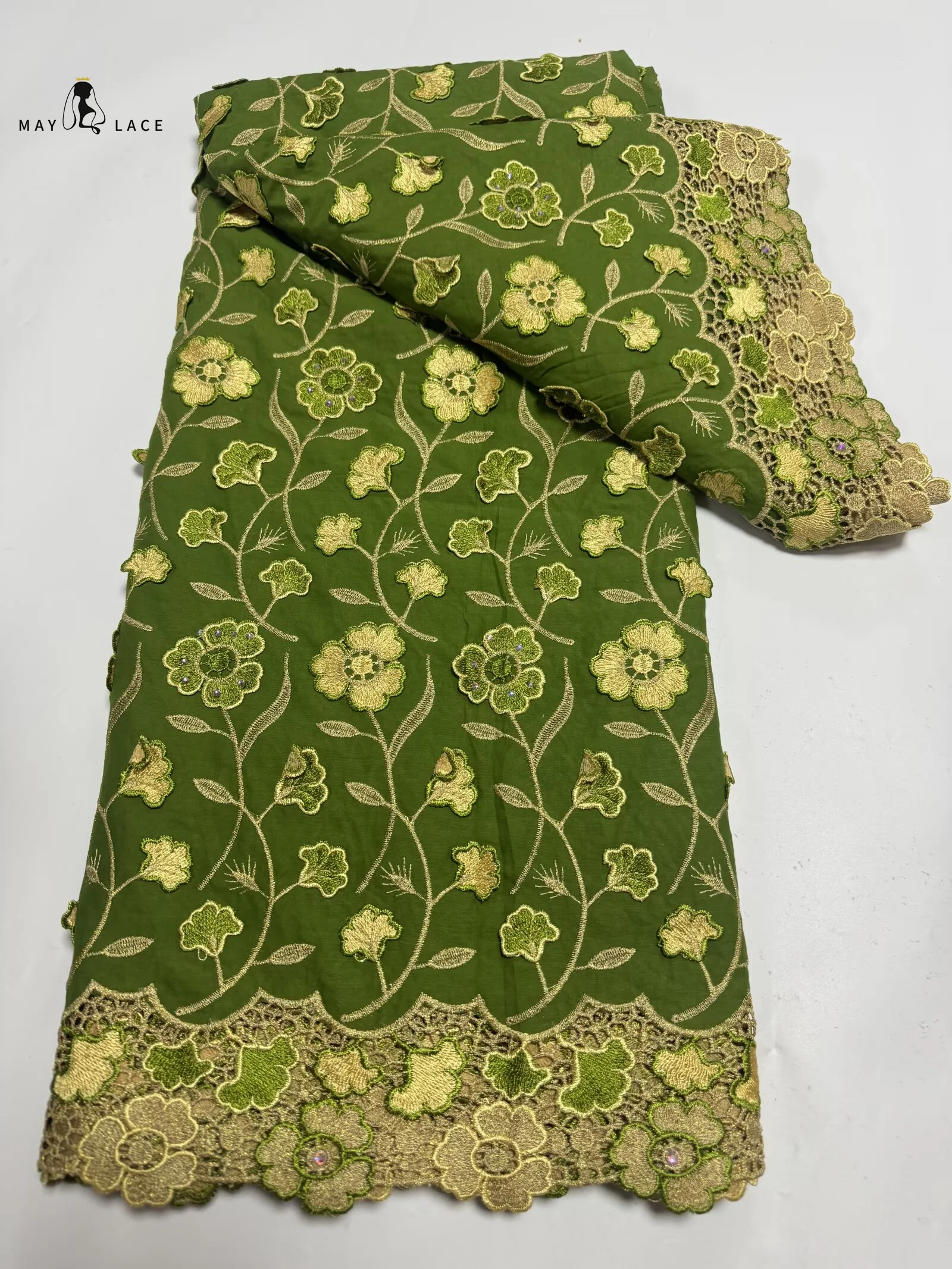 

Nigerian Guipure Lace Fabric 2025 High Quality Water Soluble African Green Cord Lace Fabric for Party Dress Sew Wedding Dress