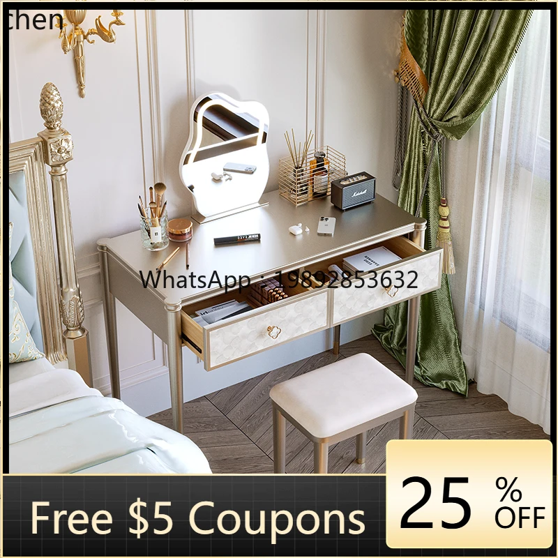 BB  Light Luxury Solid Wood Dressing Table Modern Minimalist Storage Cabinet High-end Light Luxury Shell Makeup Table