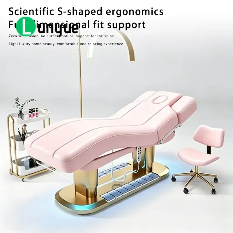 Luxury Height Adjustable SPA Massage Bed Professional Beauty Facial Eyelash Care Table Overall Tilt Design for Spa