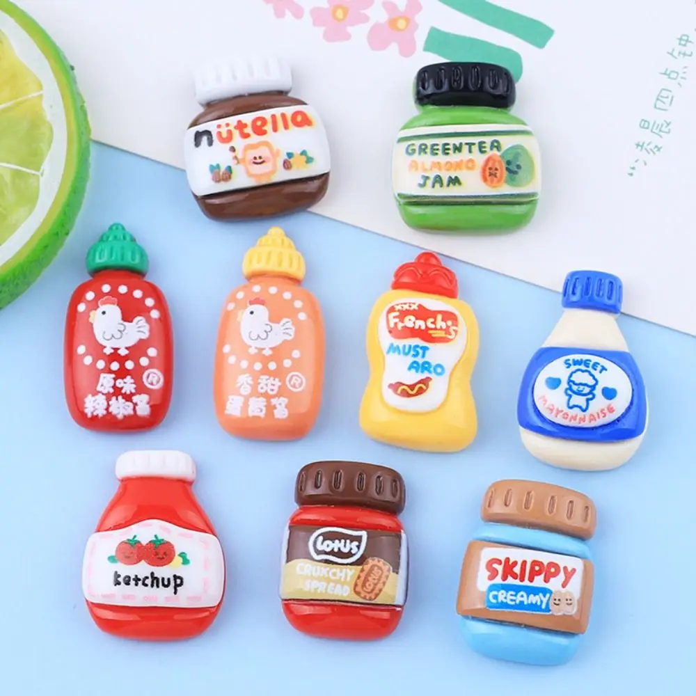 9Pcs/set Cute Drink Bottle Fridge Stickers Drink Bottle Resin Seasoning Bottle Miniatures Glossy Mini DIY Food Toy Home Decor