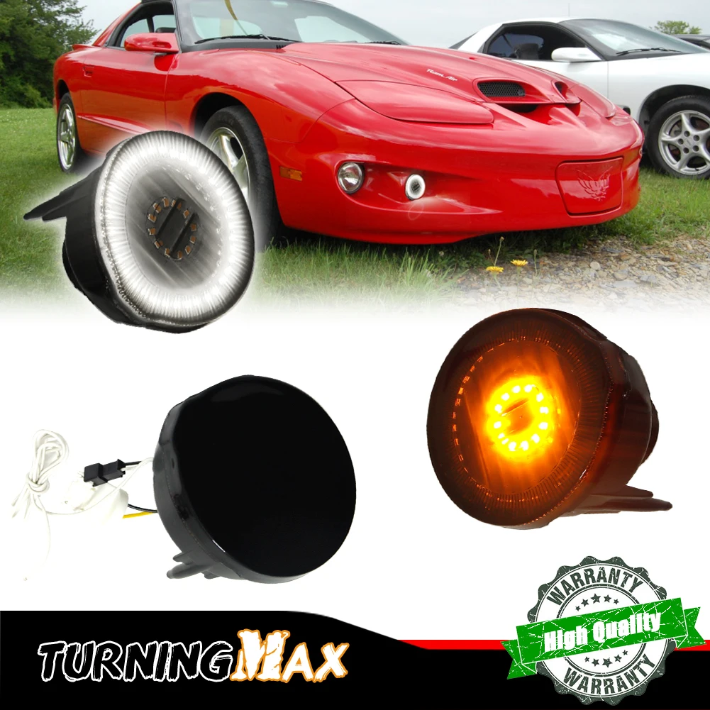 Dual-color Amber LED Car Front Bumper Turn Signal Lights w/ White DRL Driving Lights For 1998-2002 Pontiac Firebird