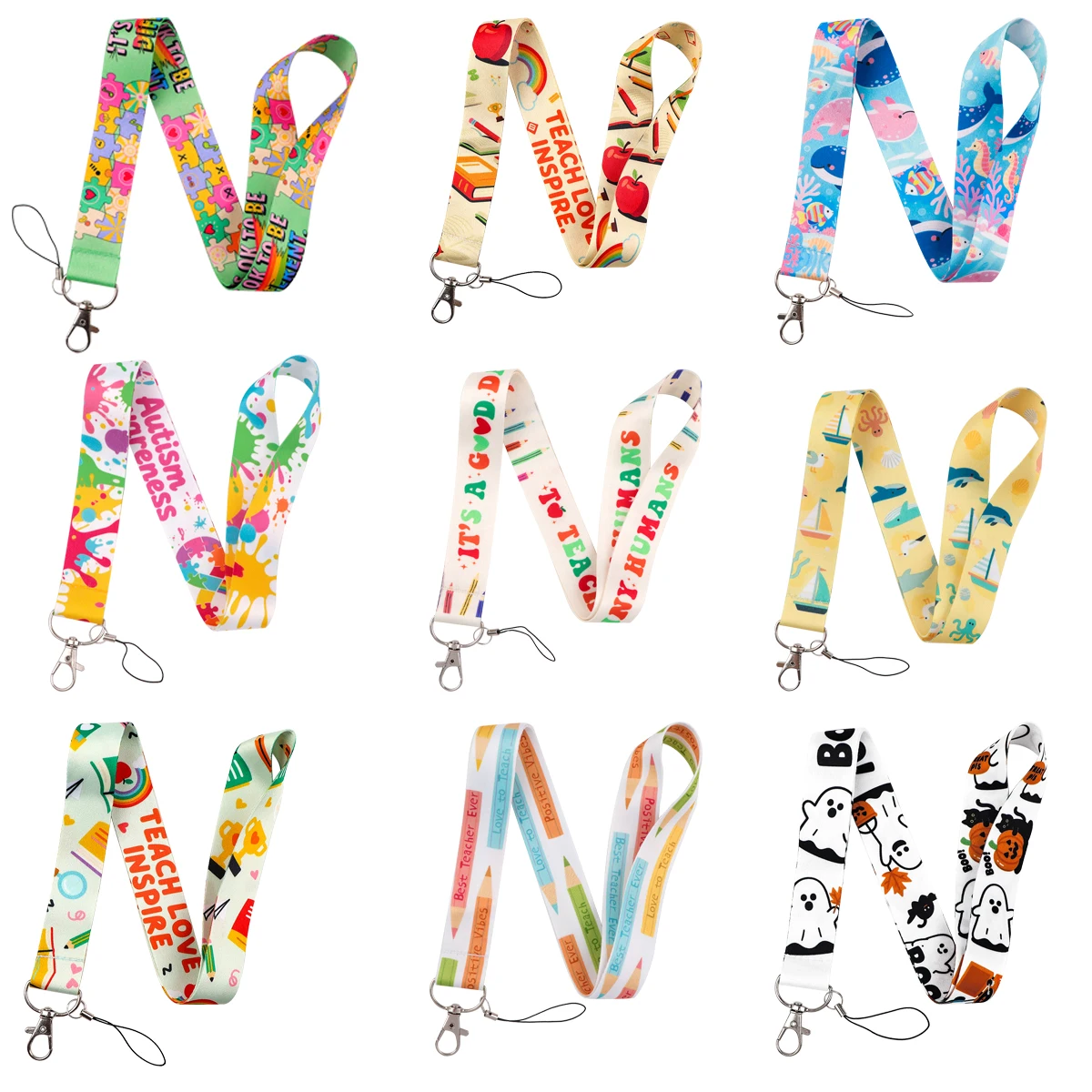 

Autism Awareness Puzzle Lanyards Cartoon Pencil Neck Strap For Card Keychain Badge Holder DIY Hanging Rope Phone Accessories