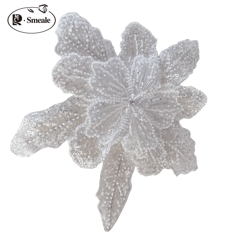 Dreilagige bestickte Perlen-Pailletten, große Applikation, große Blumen, DIY-Kleidung, Kleid, Heimdekoration, Aufnäher-Zubehör RS 253202 – Detail 20