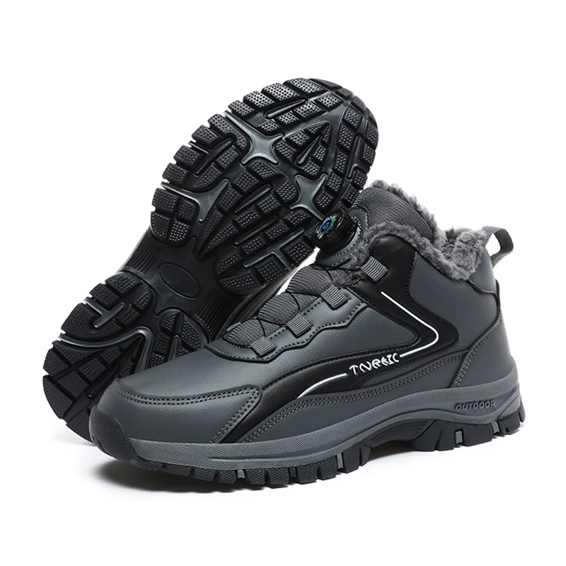 ブラックフライデーセール：メンズの快適なスノーブーツ、フェイクファー＆防水、労働者の日キャンプやハイキングに最適