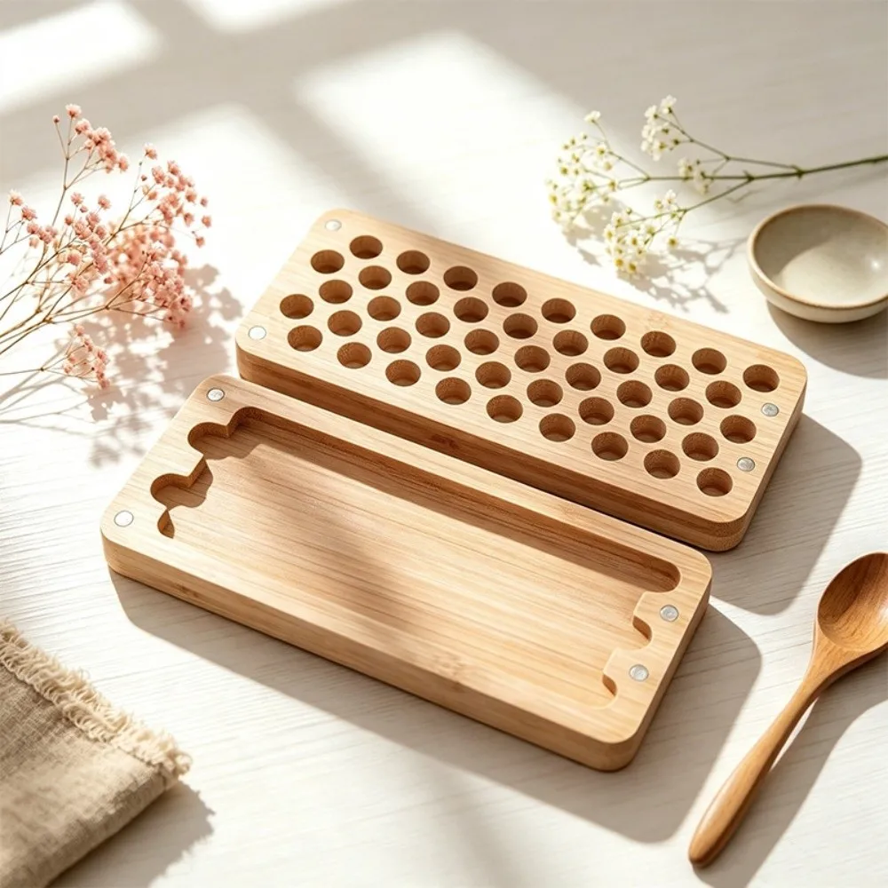 Wood Rectangle Palette Painting Box Empty Box Portable Mini Watercolor Paint Box with Magnetic Lids Handmade