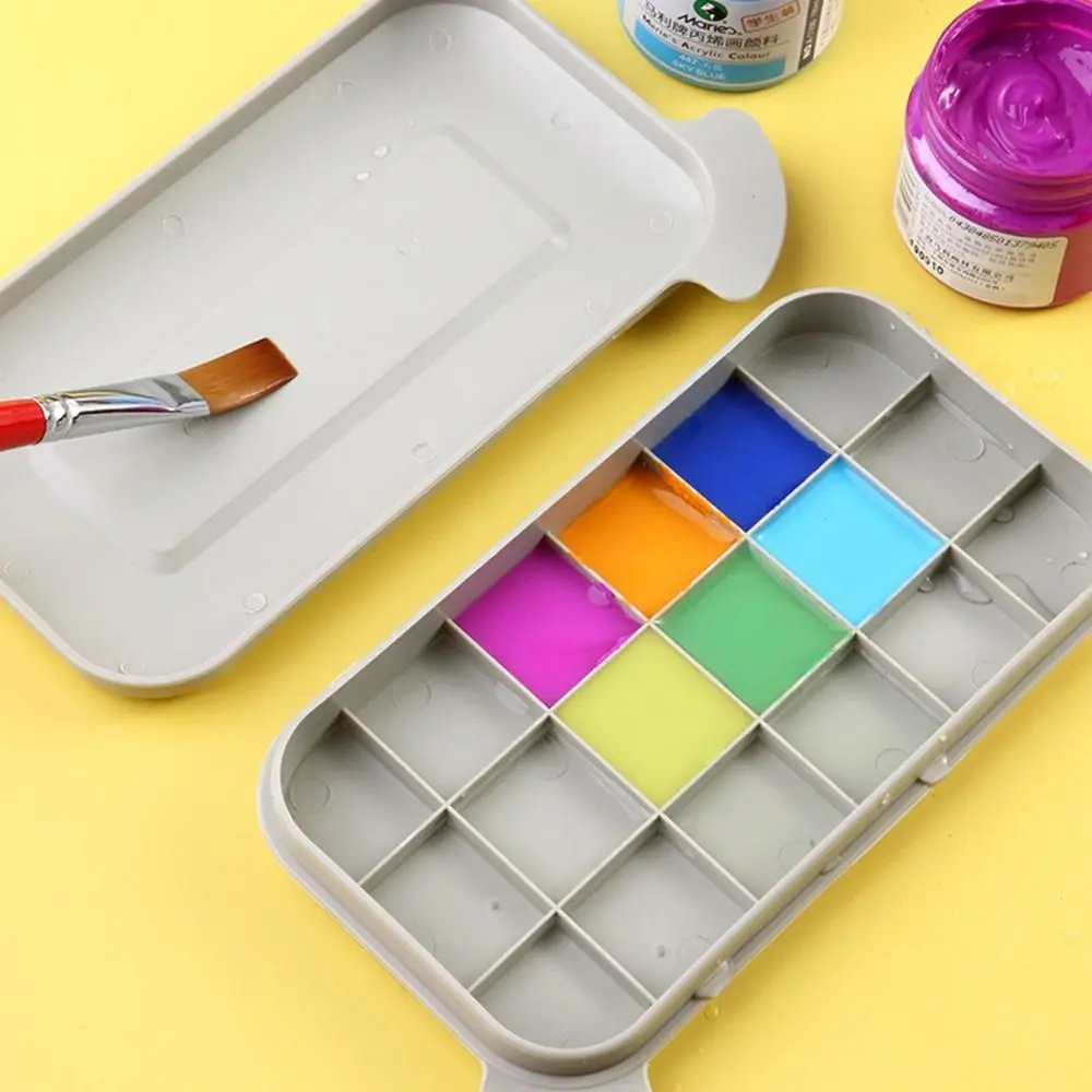 Palette de peinture multifonctionnelle portable pour artistes, porte-pinceau avec couvercle, nettoyeur de pinceau, palette d'huile, 16 trous