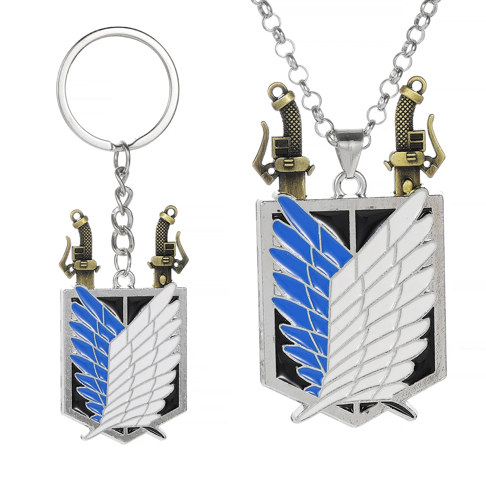 Anime Attack on Titan Necklace Shingeki No Kyojin Wings of Freedom Survey Sword Punk Necklace for Women Men Cospaly Jewelry