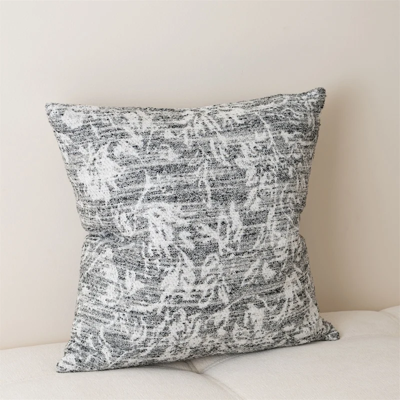 Gray Abstract Texture Pillow Cover | Soft Chenille Cushion Case | Modern Nordic Black & White Sofa Bedroom Decor Throw Pillow
