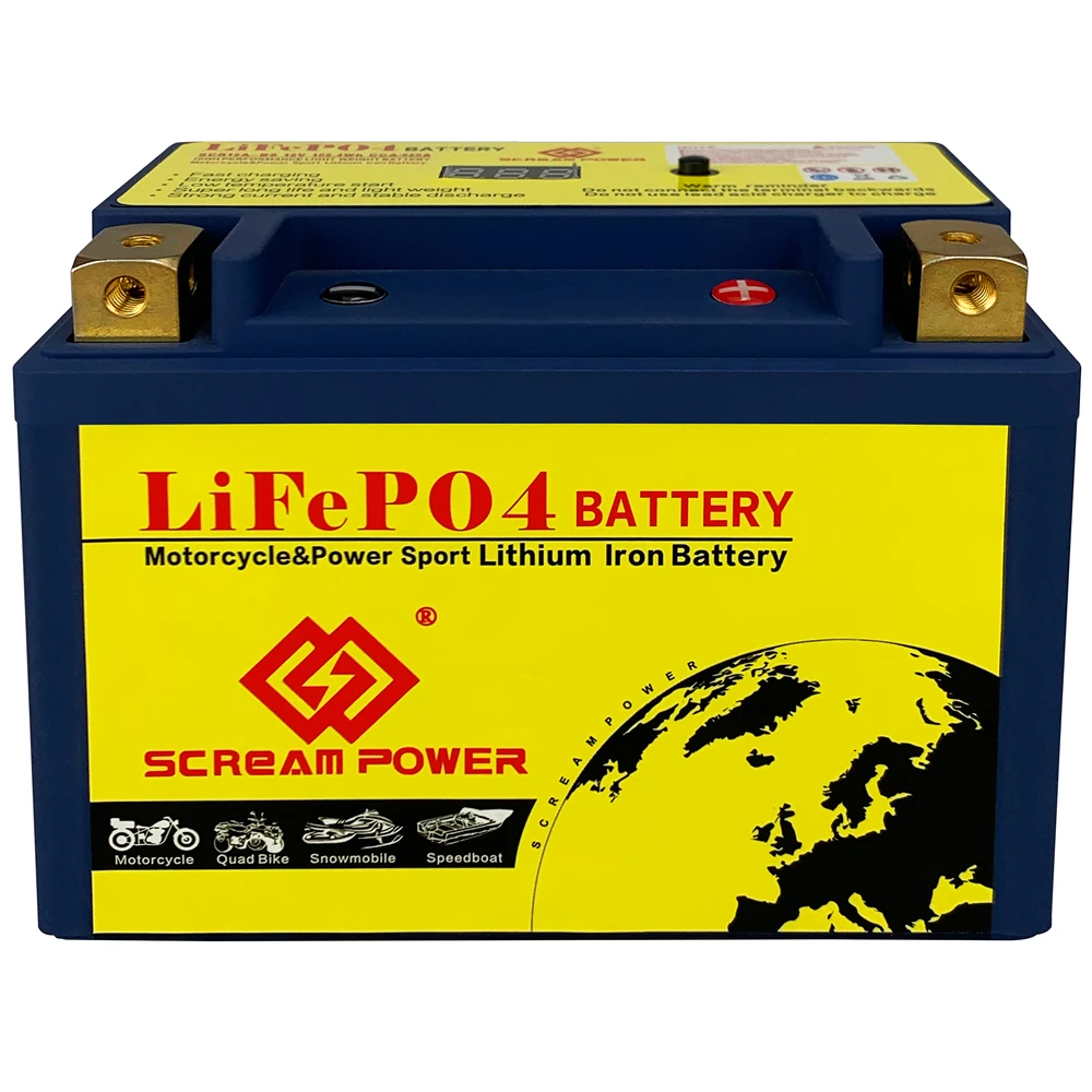 12A-BS 12V 8AH Lithium LiFePO4 Motorcycle Battery,450CCA, Built-in BMS,High Performance,For Honda,Kawasaki,Suzuki,ATV