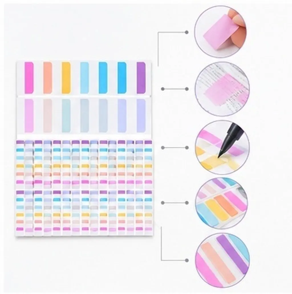 600Pcs Adhesive Colorful Sticky Tabs for Books Documents Writable Page Markers Index Flags Multicolor Tabs Page Markers