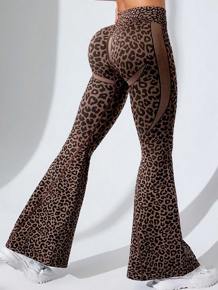 Yoga Pants Leopard Print High Waist Sports Wide Waisted Hip Autumn Winter Micro Pull Fitness Casual Gym Tights Leggings Trousers