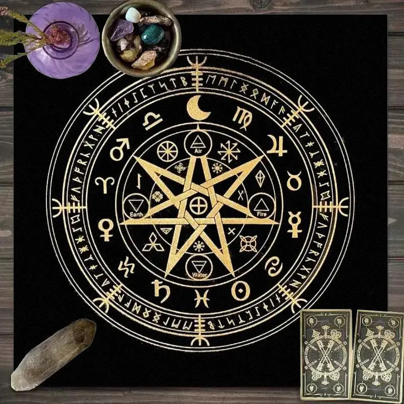 VIKAMA Retro Jellyfish Butterfly Tarot Tablecloth Mystery Divination Altar Cloth Ceremony Table Mat Background Cloth